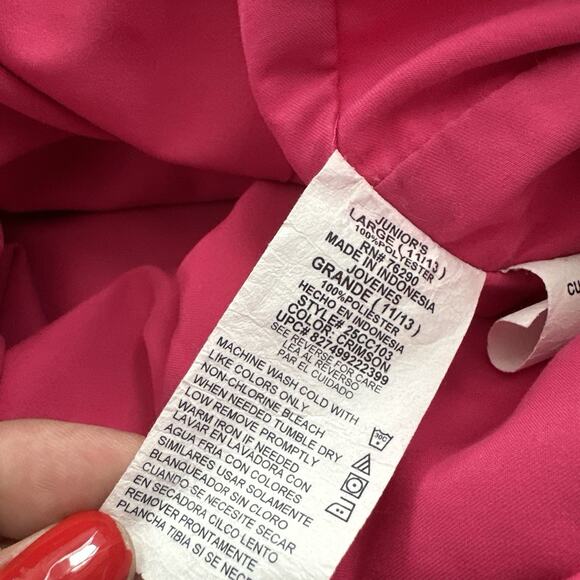 Vintage Y2K PInk Halter Floral Print Mini Dress Sz Large Juniors 11/13 Hibiscus - Picture 7 of 10